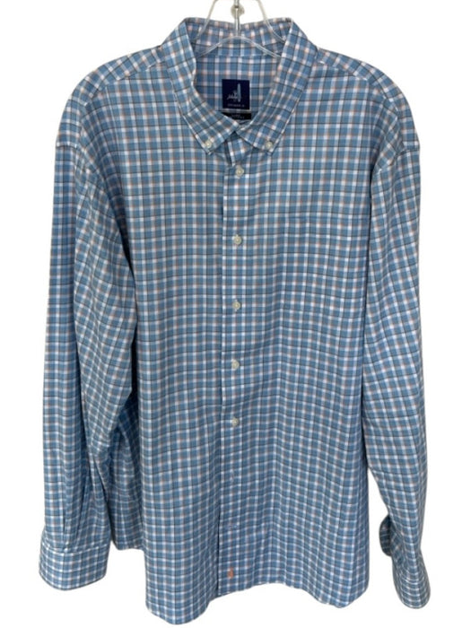 Johnnie-O Size XL Blue & Orange Cotton Grid Button Down Men's Shirt Blue & Orange / XL