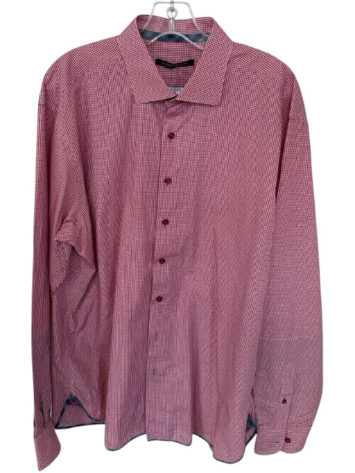 Hammer Made Size 17.5 Red & White Cotton Gingham Button Down Men's Shirt Red & White / 17.5