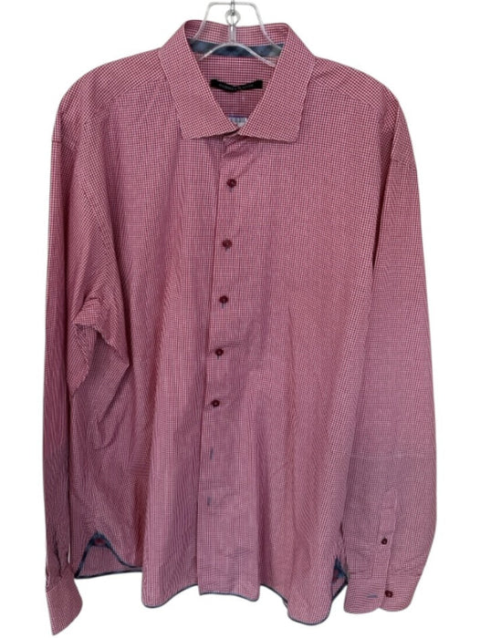 Hammer Made Size 17.5 Red & White Cotton Gingham Button Down Men's Shirt Red & White / 17.5