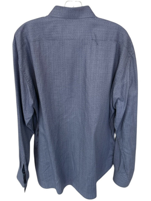 Hammer Made Size 17.5 Blue Cotton Circles Button Down Paisley Men's Shirt Blue / 17.5