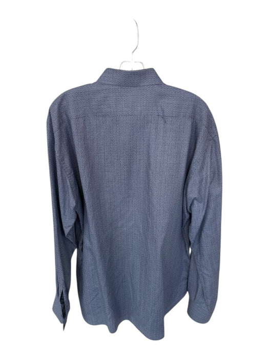 Hammer Made Size 17.5 Blue Cotton Circles Button Down Paisley Men's Shirt Blue / 17.5