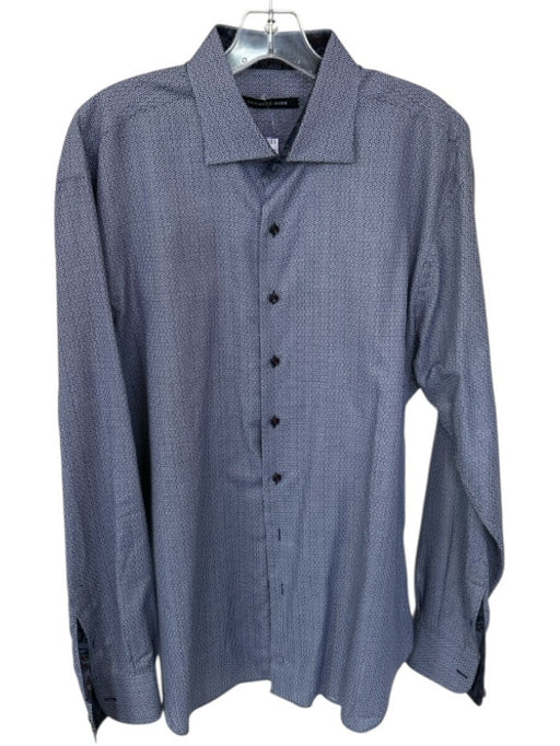 Hammer Made Size 17.5 Blue Cotton Circles Button Down Paisley Men's Shirt Blue / 17.5