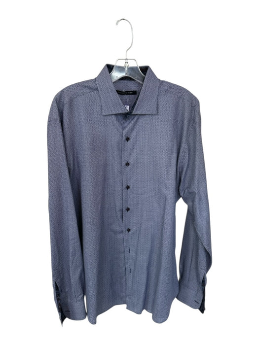 Hammer Made Size 17.5 Blue Cotton Circles Button Down Paisley Men's Shirt Blue / 17.5
