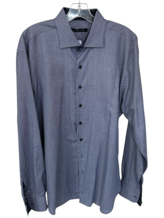 Hammer Made Size 17.5 Blue Cotton Circles Button Down Paisley Men's Shirt Blue / 17.5
