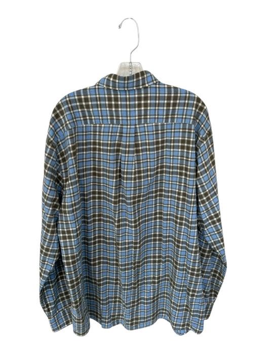 Peter Millar Size XL Blue & Green Cotton Plaid Button Down Men's Shirt Blue & Green / XL