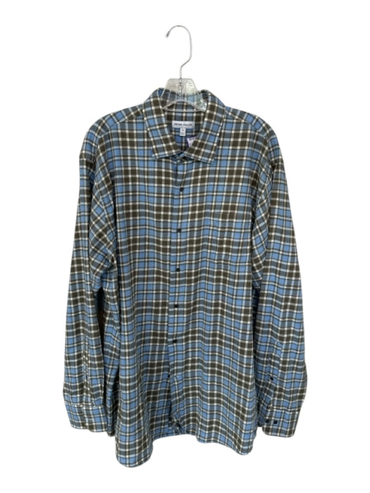 Peter Millar Size XL Blue & Green Cotton Plaid Button Down Men's Shirt Blue & Green / XL