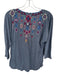 Johnny Was Size S Blue & Red Cotton Long Sleeve Embroidered Split Neck Top Blue & Red / S
