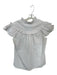CK Bradley Size M White Cotton Short Sleeve Ruffles V Neck Top White / M