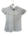 CK Bradley Size M White Cotton Short Sleeve Ruffles V Neck Top White / M