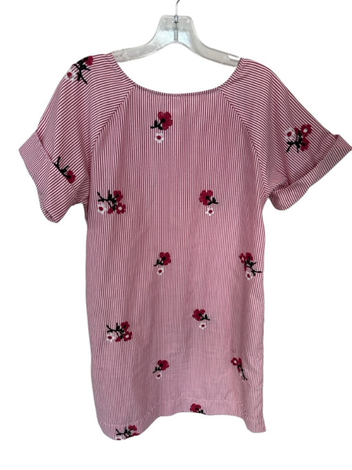Uncle Frank Size S White & Red Cotton Blend Short Sleeve Striped Dress White & Red / S