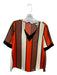 Scotch & Soda Size M Orange & Brown Polyester Short Sleeve Striped V Neck Top Orange & Brown / M