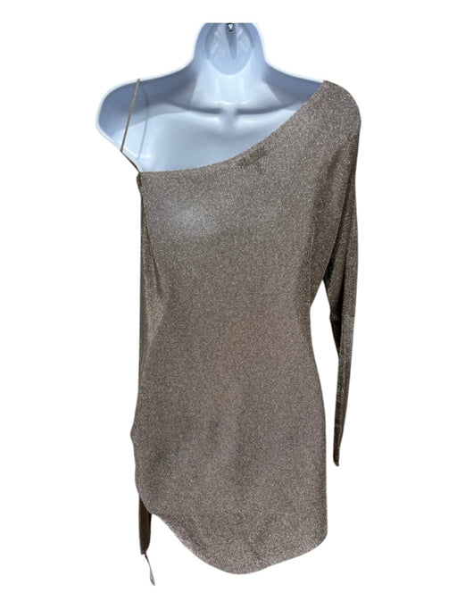 Reiss Size M Champagne & Beige Metallic Viscose Asymetric Slouchy Top Champagne & Beige / M