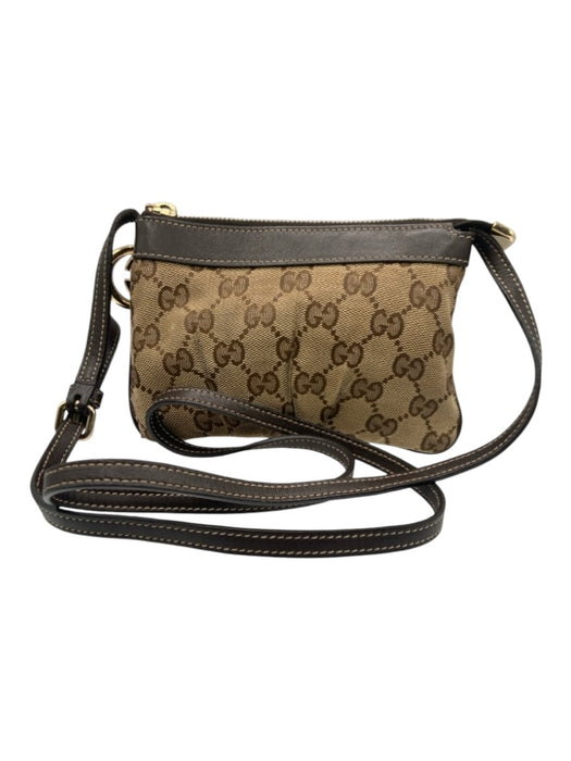 Gucci Brown Canvas Monogram Crossbody Bag Brown