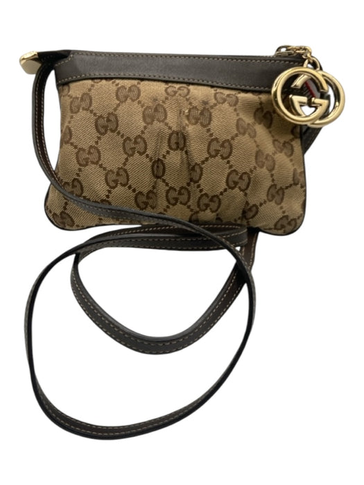 Gucci Brown Canvas Monogram Crossbody Bag Brown