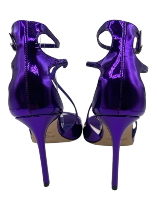 Jimmy Choo Shoe Size 39 Purple Metallic open toe Strappy Stiletto Chrome Pumps Purple / 39