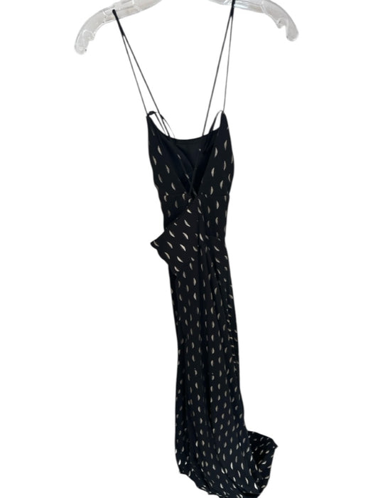 Betsy & Adam Size 6 Black & Gold Polyester Maxi Abstract Spaghetti Strap Dress Black & Gold / 6