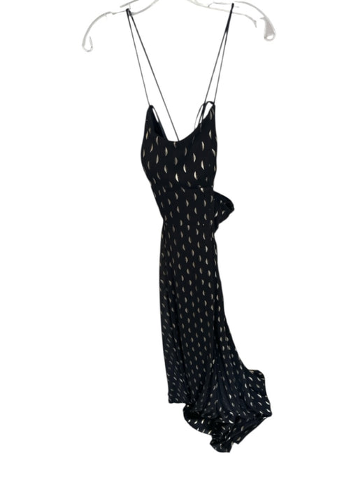 Betsy & Adam Size 6 Black & Gold Polyester Maxi Abstract Spaghetti Strap Dress Black & Gold / 6
