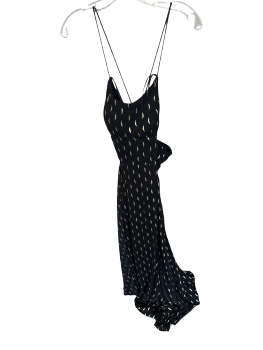 Betsy & Adam Size 6 Black & Gold Polyester Maxi Abstract Spaghetti Strap Dress Black & Gold / 6