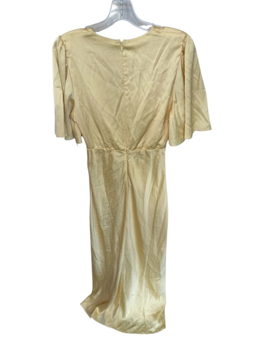 Abercrombie & Fitch Size M Yellow V Neck Cut Out Short Sleeve Maxi slit Dress Yellow / M