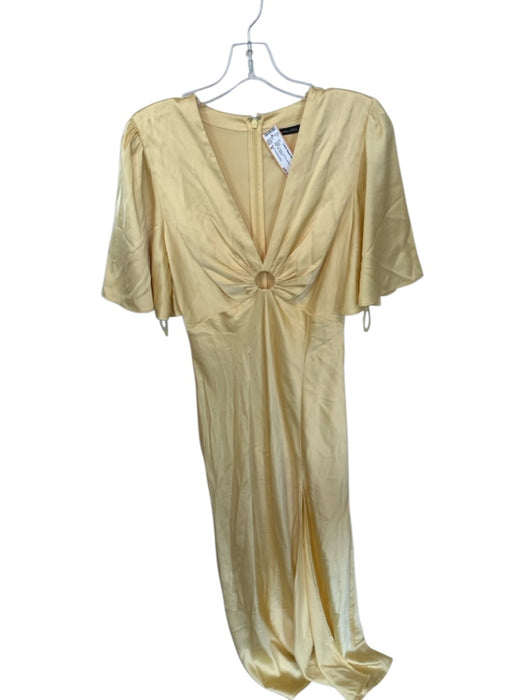 Abercrombie & Fitch Size M Yellow V Neck Cut Out Short Sleeve Maxi slit Dress Yellow / M