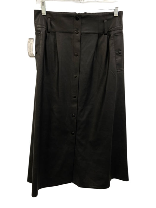 Brochu Walker Size S Black Polyester Blend Button Front Elastic Back Midi Skirt Black / S