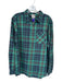 The North Face NWT Size L Green & Navy Cotton Blend Plaid Button Up Collar Shirt Green & Navy / L