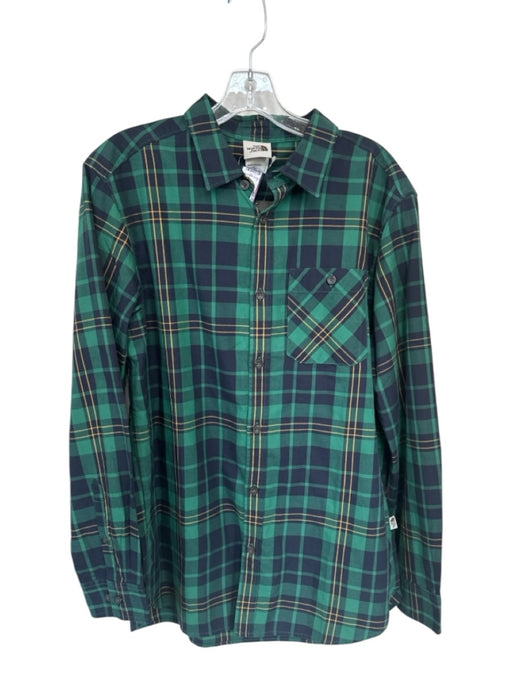 The North Face NWT Size L Green & Navy Cotton Blend Plaid Button Up Collar Shirt Green & Navy / L