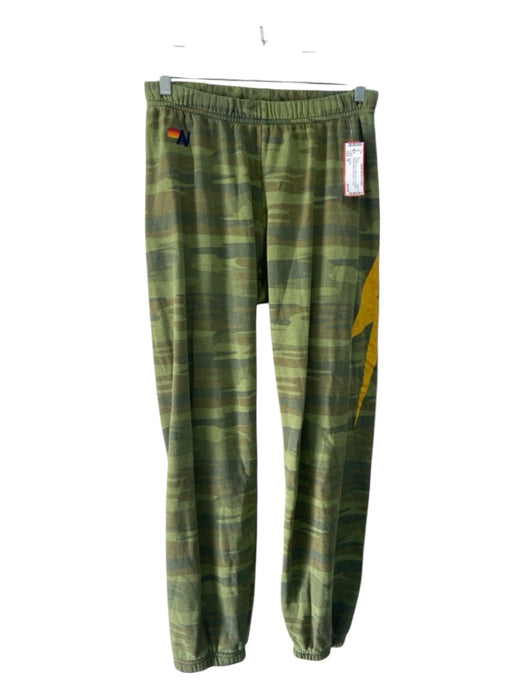 Aviator Size M Green Print Cotton Blend Camoflage Elastic Waist Jogger Pants Green Print / M