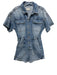 We The Free Size S Med Wash Cotton Denim Faded Elastic Waist pocket Romper Med Wash / S