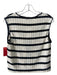 MNG Size M White & Black Cotton Blend Knit Stripe Sleeveless Lace Up Front Top White & Black / M