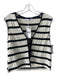 MNG Size M White & Black Cotton Blend Knit Stripe Sleeveless Lace Up Front Top White & Black / M