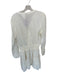 120% Lino Size L White Linen Long Sleeve Mini Button Embroidered Dress White / L