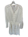 120% Lino Size L White Linen Long Sleeve Mini Button Embroidered Dress White / L