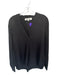 Diane Von Furstenberg Size L Black Silk Long Sleeve V Neck High-Low Top Black / L
