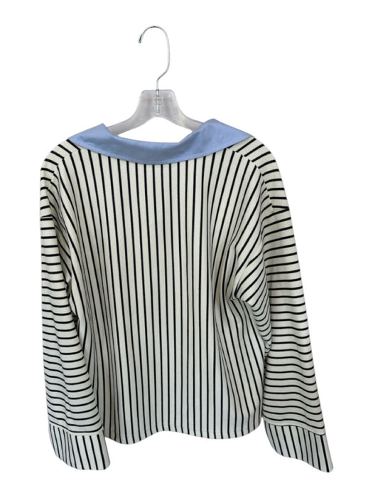 Entro Size L Black & Blue Mutli color Cotton Knit Collared Long Sleeve Top Black & Blue Mutli color / L