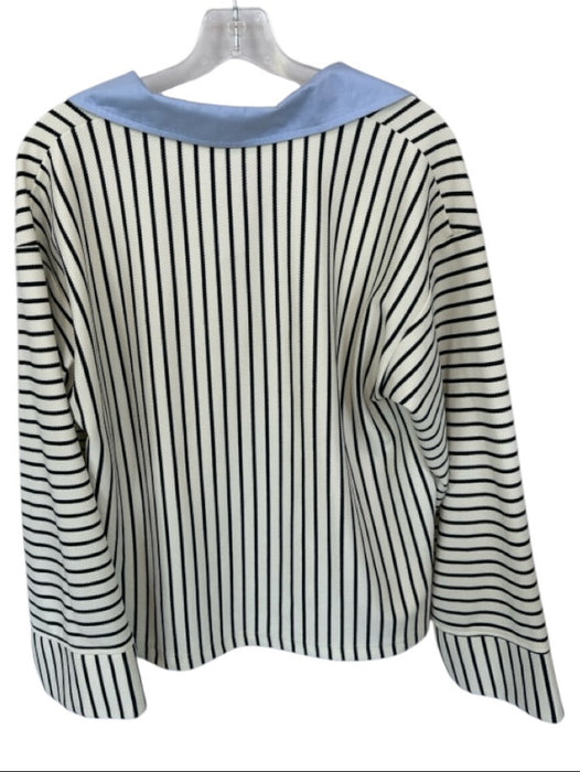 Entro Size L Black & Blue Mutli color Cotton Knit Collared Long Sleeve Top Black & Blue Mutli color / L