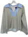 Entro Size L Black & Blue Mutli color Cotton Knit Collared Long Sleeve Top Black & Blue Mutli color / L