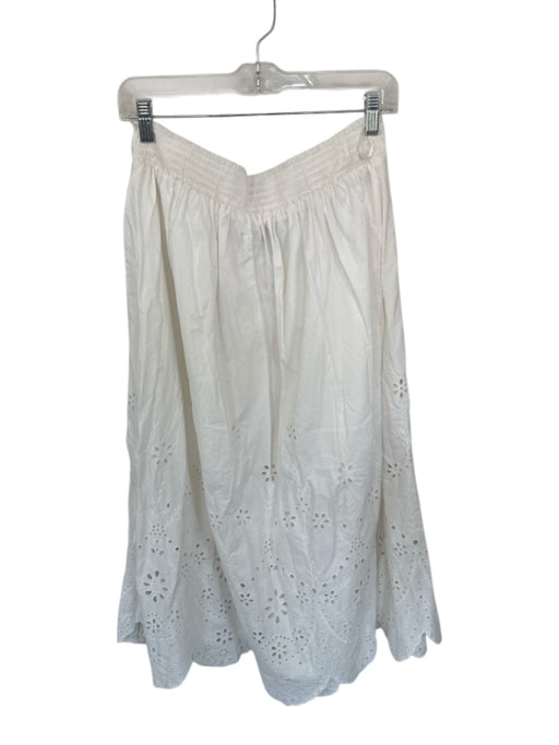 Elie Tahari Size L White Cotton Maxi Eyelet Floral Skirt White / L
