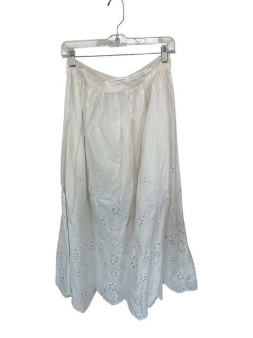 Elie Tahari Size L White Cotton Maxi Eyelet Floral Skirt White / L