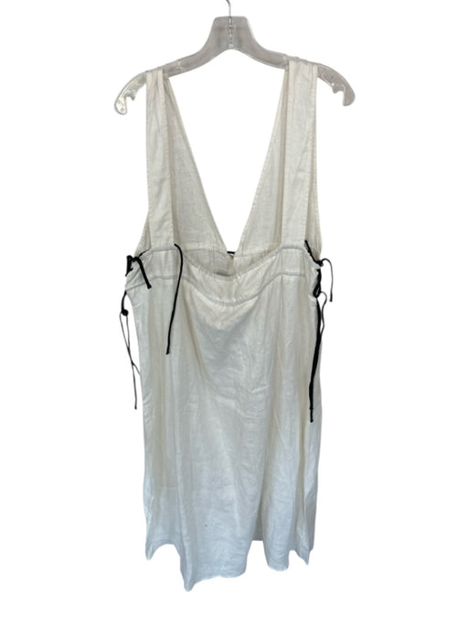 Vrg Grl Size 12 Cream & Black 100% Linen Maxi Bow Detail V Neck Dress Cream & Black / 12