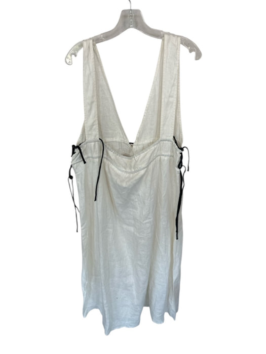 Vrg Grl Size 12 Cream & Black 100% Linen Maxi Bow Detail V Neck Dress Cream & Black / 12