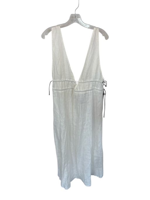 Vrg Grl Size 12 Cream & Black 100% Linen Maxi Bow Detail V Neck Dress Cream & Black / 12