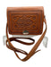 No Brand Brown Leather Engraved Button Close Crossbody Bag Brown / S