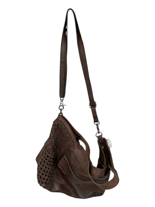 Latico Brown Leather Woven Top Handles Crossbody Strap Bag Brown / M