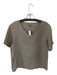 Flax Size S Taupe Linen Short Sleeve V Neck Top Taupe / S
