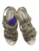 Bella Comforto Shoe Size 38.5 Gray & Gold Leather Metallic Buckles Sandals Gray & Gold / 38.5