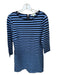 Jade Size M Blue Polyester Blend Long Sleeve Striped Back Zip Dress Blue / M