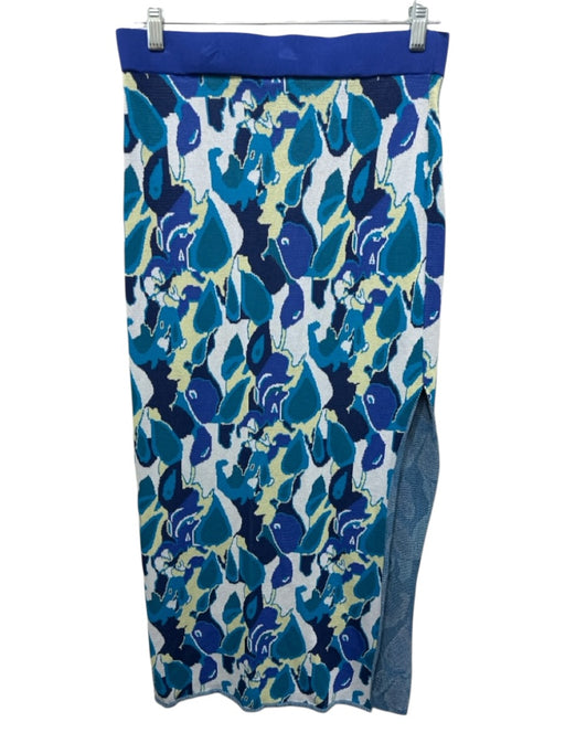 Staud Size L Blue, White, Multi Viscose All Over Print Elastic Waist Maxi Skirt Blue, White, Multi / L