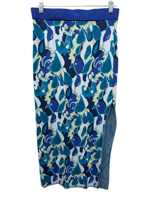 Staud Size L Blue, White, Multi Viscose All Over Print Elastic Waist Maxi Skirt Blue, White, Multi / L
