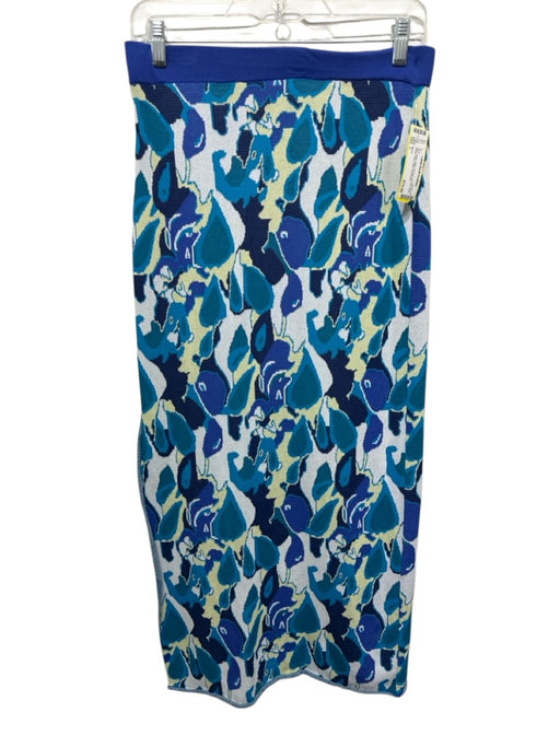 Staud Size L Blue, White, Multi Viscose All Over Print Elastic Waist Maxi Skirt Blue, White, Multi / L